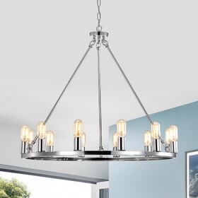 Warehouse of Tiffany PD001/12CH Reiss 8 in. 12-Light Indoor Chrome Finish Chandelier with Light Kit