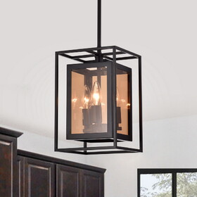 Warehouse of Tiffany PD005/3BK Anhara 12 in. 3-Light Indoor Matte Black Finish Chandelier with Light Kit