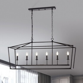 Warehouse of Tiffany PD007/6MB Jayce 22.8 in. 6-Light Indoor Matte Black Finish Chandelier with Light Kit