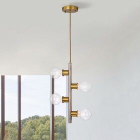 Warehouse of Tiffany PD008/4 Kirby 5.5 in. 4-Light Indoor Matte Gold Finish Pendant Light with Light Kit