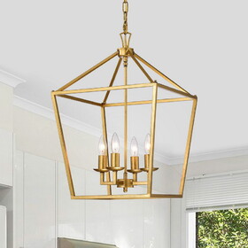 Warehouse of Tiffany PD011/4GD Valentin 15.9 in. 4-Light Indoor Gold Finish Chandelier with Light Kit