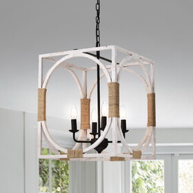Warehouse of Tiffany PD024/4RS Regulus 14 in. 4-Light Indoor Weathered White Finish Chandelier with Light Kit