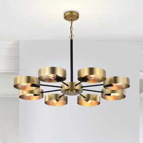 Warehouse of Tiffany PD026/8BS Vibiana 32 in. 8-Light Indoor Satin Brass Finish Chandelier with Light Kit