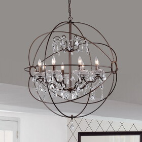 Warehouse of Tiffany RL8049-32AB Edwards 17 in. 6-Light Indoor Bronze Finish Chandelier with Light Kit