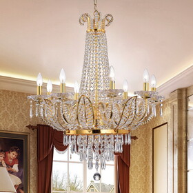 Warehouse of Tiffany RL8142GD Stavith 28 in. 8-Light Indoor Satin Gold Finish Chandelier with Light Kit