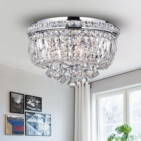 Warehouse of Tiffany RL8187CH Chimory Chrome and Crystal 14-inch Round Ceiling Lamp