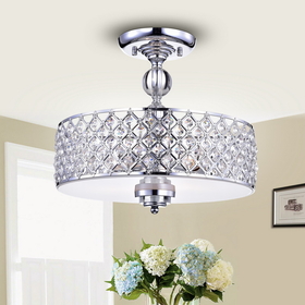 Warehouse of Tiffany RL8190CH Dyesta Silver Chrome Crosshatch Round Lamp