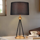 Warehouse of Tiffany TM166/1 Kurita 8 in. 2-Light Indoor Gold and Black Finish Table Lamp with Light Kit
