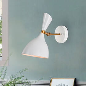 Warehouse of Tiffany WM173/1WH Richmond 7 in. 1-Light Indoor Matte White and Gold Finish Wall Sconce with Light Kit