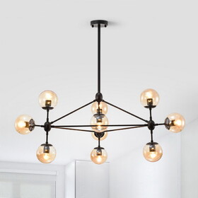 Warehouse of Tiffany WMB1002-10 Almiana 49 in. 10-Light Indoor Black Finish Chandelier with Light Kit