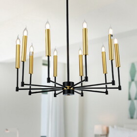 Warehouse of Tiffany WTY771 Mizba 29.1 in. 10-Light Indoor Black and Gold Finish Chandelier with Light Kit