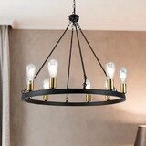 Warehouse of Tiffany WTY939 Daryu 27.6 in. 8-Light Indoor Black Finish Chandelier with Light Kit