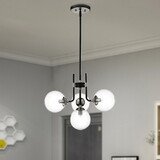Warehouse of Tiffany XL4366-4 Teresa 22 in. 4-Light Indoor Matte Black and Brushed Nickel Finish Chandelier with Light Kit