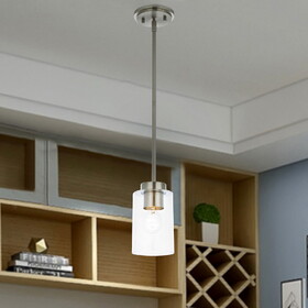 Warehouse of Tiffany XL4368-1MP Cameron 5 in. 1-Light Indoor Brushed Nickel Finish Pendant Light with Light Kit