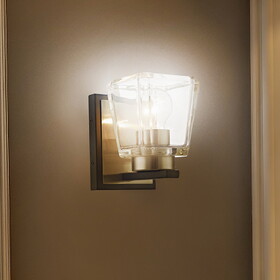 Warehouse of Tiffany XL4395-1B Aleah 5 in. 1-Light Indoor Matte Black and Brushed Nickel Finish Wall Sconce