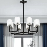 Warehouse of Tiffany XL4407-8 Rigsby 29 in. 8-Light Indoor Matte Black and Brushed Nickel Finish Chandelier with Light Kit