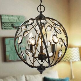 Warehouse of Tiffany XL6009-3FY Silmin 13 in. 3-light Oil Rubbed Bronze Finish Crystal Globe Chandelier with Light Kit