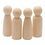Muka 30 PCS Unpainted Wooden Peg Dolls, Large Peg People Blank Doll Bodies for Art Craft