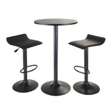Winsome 20313 Obsidian 3-Pc Round Pub Table and Adjustable Swivel Stools, Black