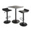 Winsome 20325 Obsidian 3-Pc Square Pub Table and Adjustable Swivel Stools, Black