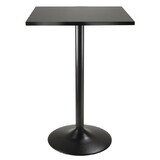 Winsome 20522 Pub Table Square Black MDF Top with Black leg and base