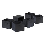 Winsome 22611 Capri 6-Pc Foldable Fabric Basket Set, Black