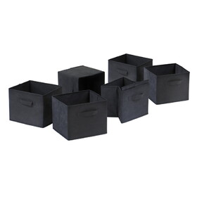 Winsome 22611 Wood Capri Set of 6 Foldable Black Fabric Baskets