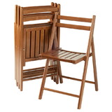 Winsome 33415 Robin 4-PC Folding Chair Set Teak
