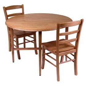 Winsome 34342 Hannah 3pc Dining Set, Drop Leaf Table with 2 Ladder Back Chairs