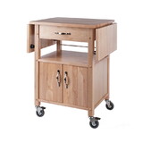 Winsome 84920 Wood Kitchen Cart, Double Drop Leaf, Cabinet with shelf