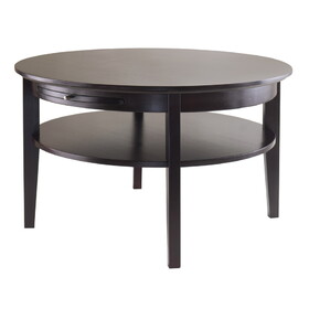 Winsome 92232 Amelia Round Coffee Table with Pull out Tray, Espresso