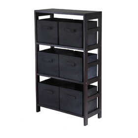 Winsome 92251 Capri 3-Section M Storage Shelf with 6 Foldable Black Fabric Baskets