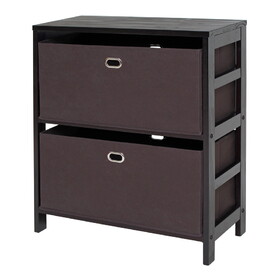 Winsome 92386 Torino 3-Pc Storage Shelf with 2 Foldable Fabric Baskets, Espresso and Chocolate