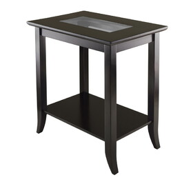 Winsome 92419 Genoa Rectanugular End Table with Glass Top and shelf