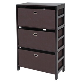 Winsome 92438 Torino 3-Pc Storage Shelf with 2 Foldable Fabric Baskets, Espresso and Chocolate