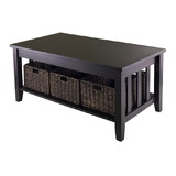 Winsome 92441 Morris Coffee Table with 3 Foldable Baskets