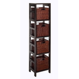 Winsome 92814 Leo 5pc Storage Shelf with Basket Set, Shelf with 4 small baskets
