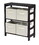 Winsome 92861 Capri 5-Pc Storage2- Shelf with 4 Foldable Beige Fabric Baskets, Espresso and Beige