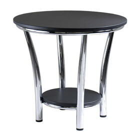 Winsome 93219 Maya Round End Table, Black Top, Metal Legs