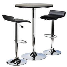Winsome 93324 Spectrum 3pc Pub Table Set, 24" Round Black table with Chrome, 2 Airlift Stool