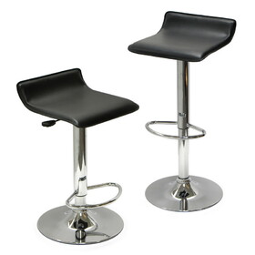 Winsome 93329 Wood Set of 2, Adjustable Air Lift Stool, Black Faux Leather, RTA