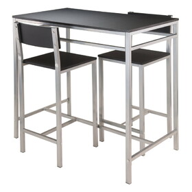 Winsome 93336 Hanley 3-Pc Kitchen Table with Counter Stools, Black and Steel