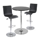 Winsome 93345 Spectrum 3-Pc Pub Table with High-back Adjustable Swivel Stools, Black and Chrome