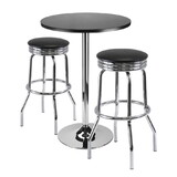 Winsome 93362 Summit 3-Pc Pub Table with Swivel Seat Bar Stools, Black and Chrome