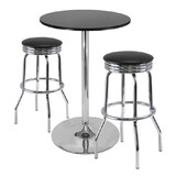 Winsome 93380 Summit 3-Pc Pub Table with Swivel Seat Bar Stools, Black and Chrome