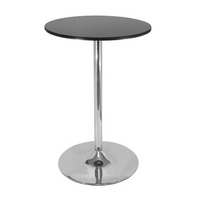 Winsome 93628 Wood Pub Table, 28" Round Black with Chrome Leg