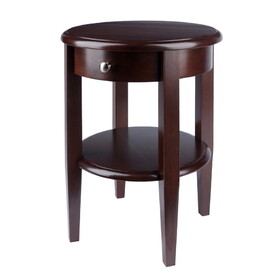 Winsome 94217 Wood Concord Round End Table with Drawer and Shelf