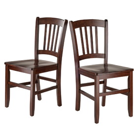 Winsome 94245 Madison 2-Pc Slat-back Chair Set, Walnut