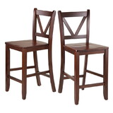 Winsome 94253 Victor 2-pc 24" V Back Counter Stools