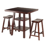 Winsome 94308 Orlando 3-Pc Set High Table, 2 Shelves w/ 2 Saddle Seat Stools